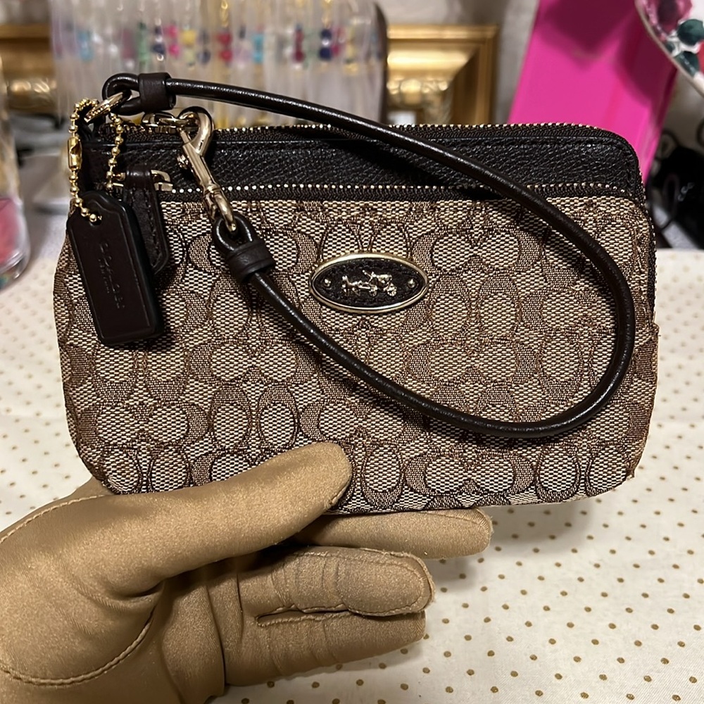 Coach wristlet with double compartments